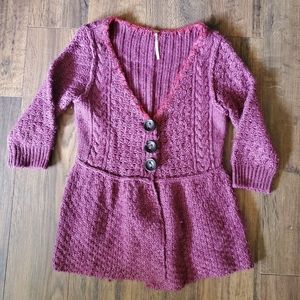 Free People Purple Knit Button Up Wool Cardigan